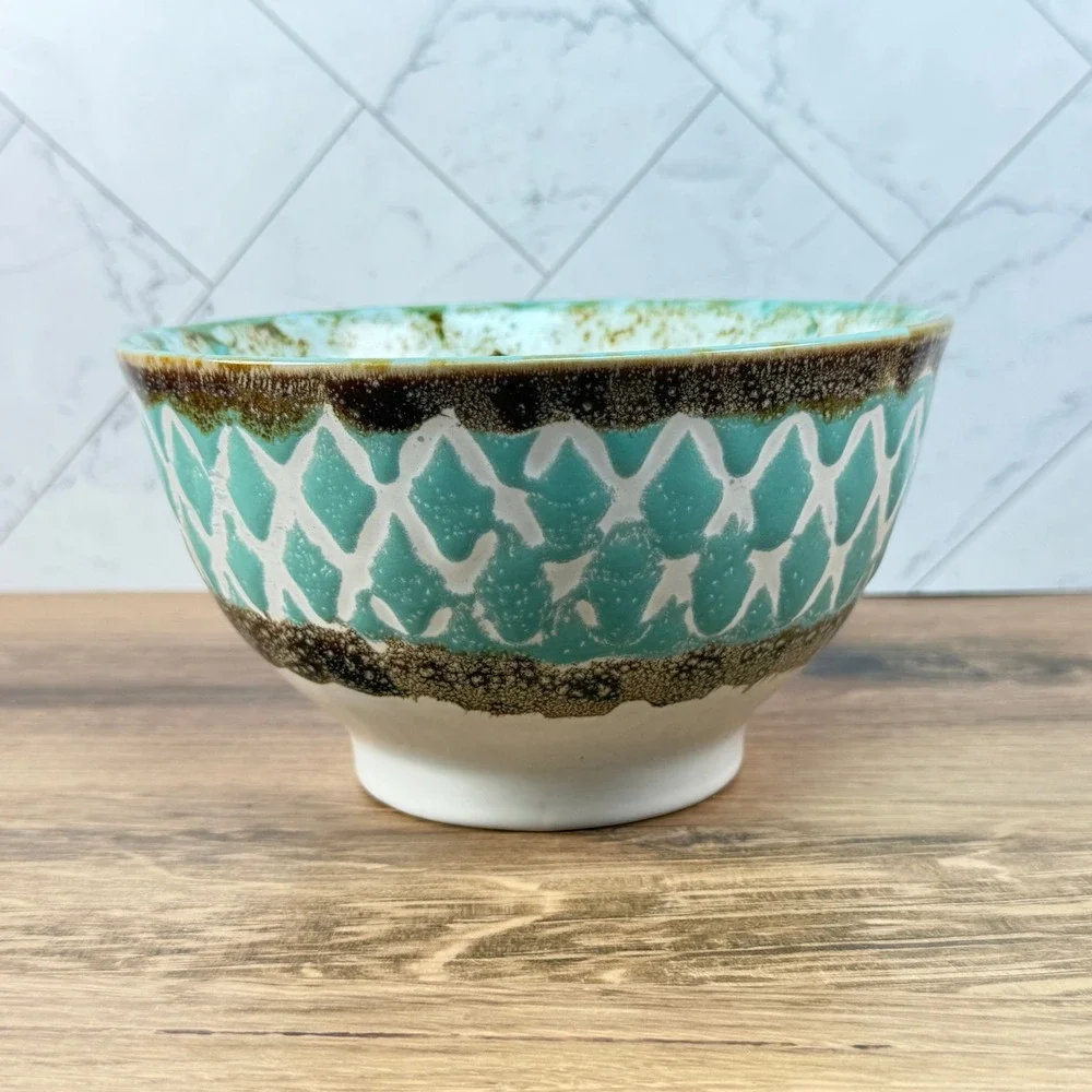 Meritage Otis Teal 27 oz Stoneware Soup Bowl w Handle / 1 Replacement Piece